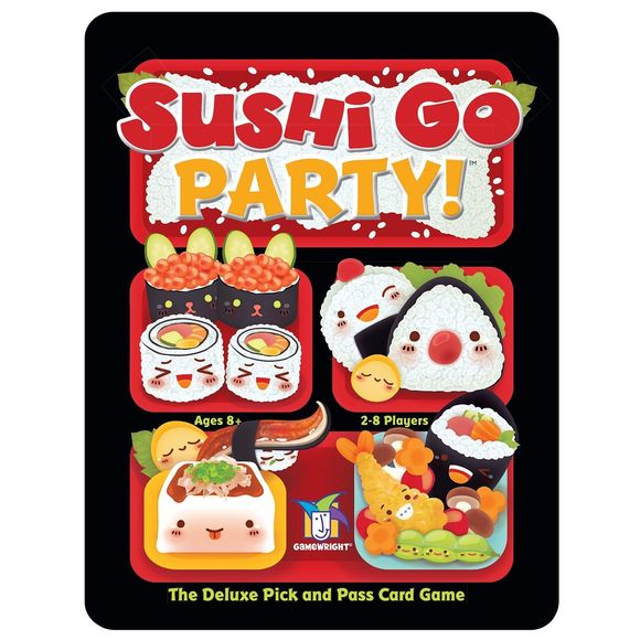 It's a party platter of mega maki, super sashimi, and endless edamame in this expanded version of the best-selling card game. You still earn points by picking winning sushi combos, but now you can customize each game by choosing a la carte from a menu of more than 20 delectable dishes. What's more, up to 8 players can join in on the sushi-feast let the good times roll!.