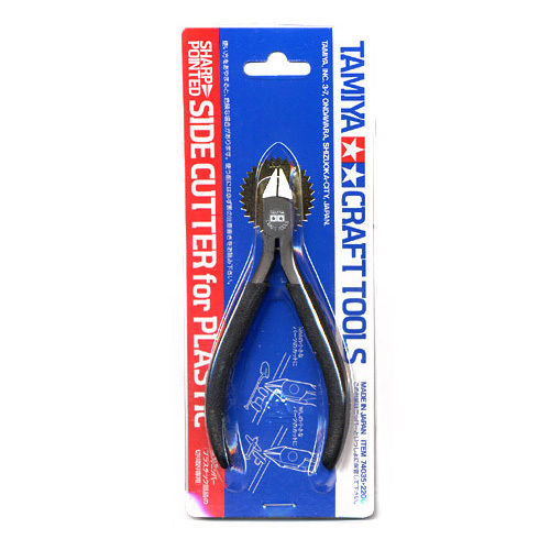 This precision side cutter has thin, pointed blades, and is ideal for removing delicate plastic parts from sprue. The blades are made from quality chrome-vanadic alloy, and are hand-finished for optimum sharpness. Approximately 4.5 inches or 11cm in length.