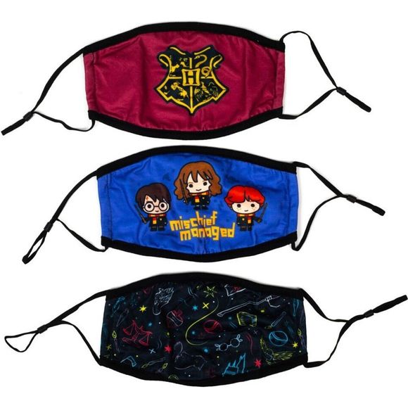 Bioworld - Harry Potter - Hogwarts 3-Pack Youth Reusable Cloth Face Masks | Galactic Toys & Collectibles