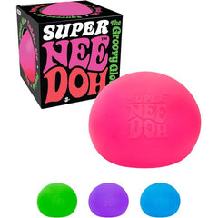 The Groovy Glob is all grown up; the bigger the Needoh, the bigger the squish! Super NeeDoh comes in at twice the size of Classic Needoh, doubling the squeeze that soothes your soul. Give Super NeeDoh a good squish, pull, or smush and enjoy a satisfying tactile experience. Each Super NeeDoh is filled with a non-toxic, dough-like compound that always returns back to its original shape

Super NeeDoh makes a great gift and is perfect for schools, party favors, those with special needs, an addition to the offic