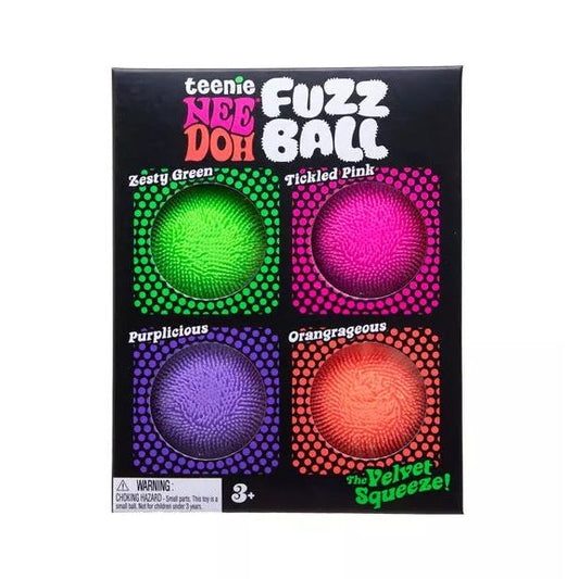 Enjoy four times the textured fun with the Schylling Teenie Fuzz Ball NeeDoh Squishy Fidget Toy 4ct. This set includes four mini fidget toys featuring a soft, velvety exterior and NeeDoh’s signature dough-like filling for a slow-rise squeeze. The fuzzy outer layer adds extra tactile appeal while keeping the classic calming squish inside. Perfect for party favors, classroom rewards, gift bags, and travel activities, this 4-count pack delivers compact sensory fun that’s easy to share and enjoy anywhere. Ships
