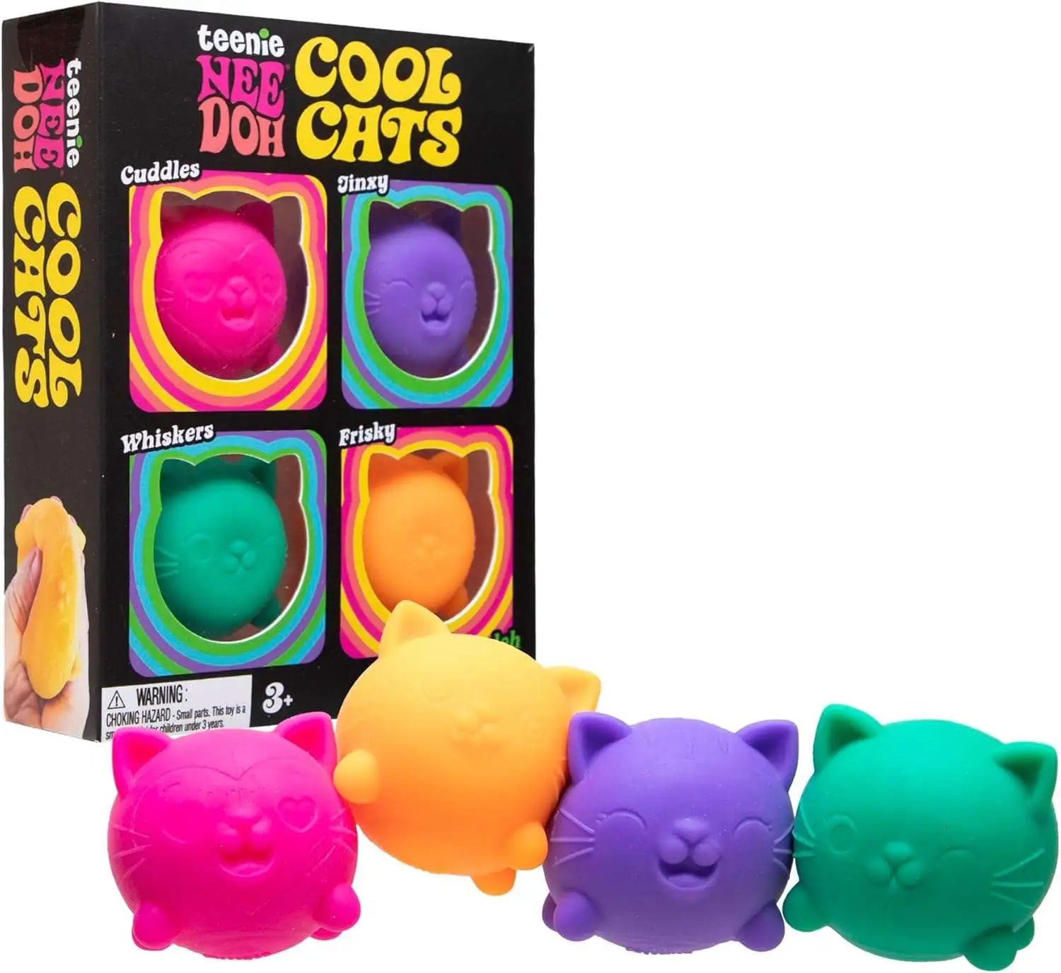Say hello to the squishiest, silliest crew around - the NeeDoh Teenie Cool Cats Multi Pack! These mini feline friends are full of groovy personality and oh-so-satisfying squish. Each cat is made from NeeDoh’s signature soft and stretchy material that’s perfect for fidgety fingers. Whether you're chilling at your desk, packing a lunchbox surprise, or gifting a pocket-sized smile, these Cool Cats are ready to pounce into playtime. With their vibrant colors and adorable poses, they’re just as fun to collect as