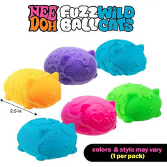 The NeeDoh Fuzz Wild Ball Cats bring a fun, furry twist to the classic NeeDoh squish! Each ball features a soft, fuzzy outer texture with adorable cat designs and is filled with classic doh for a smooth, satisfying squeeze. These cats are perfect for sensory play, stress relief, and on-the-go fidgeting.