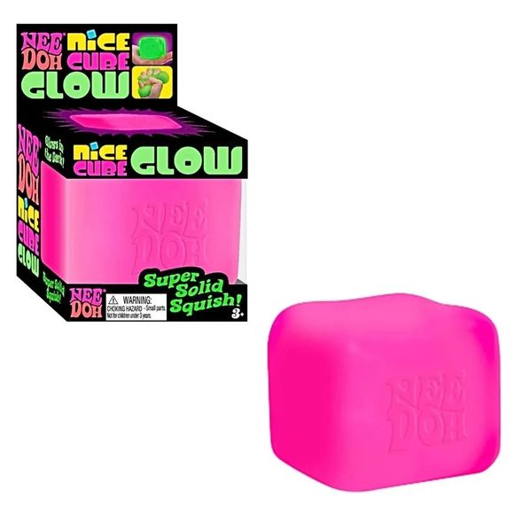 It GLOWS! Bring some light to your squish with the NeeDoh Nice Cube Glow! This groovy, glowing sensory toy features a Super Solid Squish and is perfect for squeezing, squishing, and stretching day or night. Get your hands on this glowing sensation and bring a little extra light to your day!