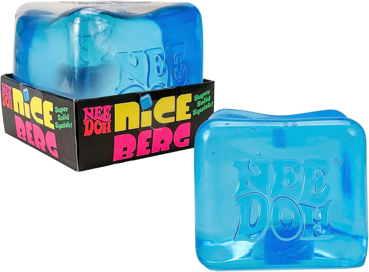 Chill out with the Schylling NeeDoh Nice Berg! Inspired by a block of ice, this oversized translucent blue cube delivers a uniquely satisfying squeeze that's perfect for relieving stress, keeping busy hands occupied, or simply enjoying its cool, squishy feel. Despite its solid cube appearance, Nice Berg is incredibly soft and flexible—stretch, squeeze, and squish it over and over as it slowly returns to its original shape.

Measuring approximately 3.25 x 3.25 inches, the NeeDoh Nice Berg is larger than stan