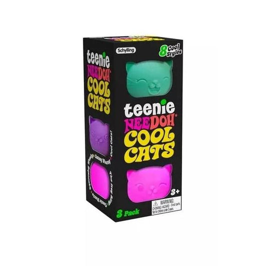 Triple the fun with the Schylling Teenie Cool Cats NeeDoh Squishy Fidget Toy 3ct. This set includes three mini cat-inspired fidget toys featuring playful designs and the signature soft, dough-like filling NeeDoh is known for. Each teenie-sized squish delivers a satisfying slow-rise feel in a compact design perfect for everyday sensory play. Ideal for party favors, classroom rewards, gift bags, and travel activities, Teenie Cool Cats combine adorable character style with calming tactile fun. Ships in multico