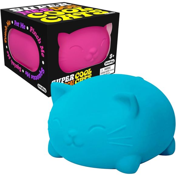 Add a cool and colorful squeeze to sensory play with the Schylling Super Cool NeeDoh Cats Squishy Fidget Toy. Featuring playful cat-inspired designs and vibrant colors, this soft and stretchy squeeze toy delivers a satisfying slow-rise feel with every press. The fun character styling makes it a standout addition to the classic NeeDoh sensory experience. Perfect for classrooms, travel, gift bags, party favors, and desk fidgeting, Super Cool NeeDoh Cats combine adorable style with calming tactile fun. Colors