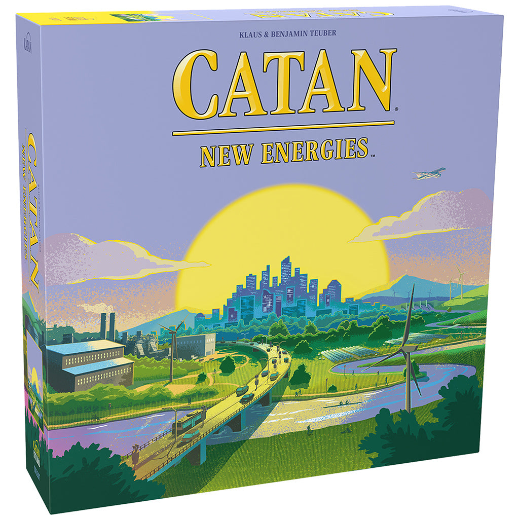 It’s the 21st Century and Catan is at a crossroads. Long gone is the agrarian society of the island’s Viking ancestors. Today’s Catanians need energy to keep society moving and growing, but pollution is wreaking havoc on the island.

CATAN – New Energies is classic CATAN with a modern and relevant twist. You must decide: Invest in clean energy resources or opt for cheaper fossil fuels, potentially causing disastrous effects for the island?