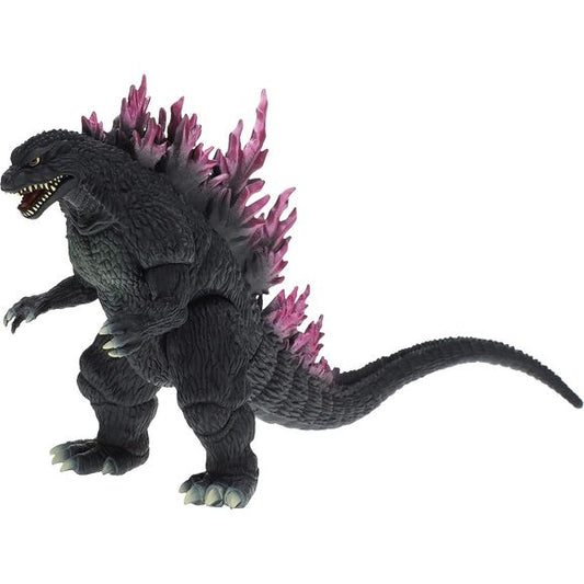 This rendition of Godzilla captures its appearance in Godzilla 2000: Millennium. The Millennium Godzilla Bandai Movie Monster Series Vinyl Figure measures approximately 10-inches long x 6-inches tall. Bandai's Movie Monster Series offers durable, highly detailed, vinyl figures with true to film likeness of iconic kaiju.

Height: Approx. 6 inches tall (15.24cm)