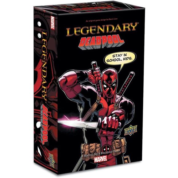 Deadpool finally gets his own expansion in Legendary: Deadpool for the Legendary Deck Building Game! This expansion consists of 100 all new playable cards and a Color Rule Sheet. The content consists of 5 heroes, 2 new villain groups and 2 Masterminds, and 4 new Schemes. Find all new original art featuring 4 pieces of unique art per hero! This is not a standalone product; a Core Set (including Villains) is required for game play.
Deadpool is easy to learn and features incredible original artwork of Marvel H
