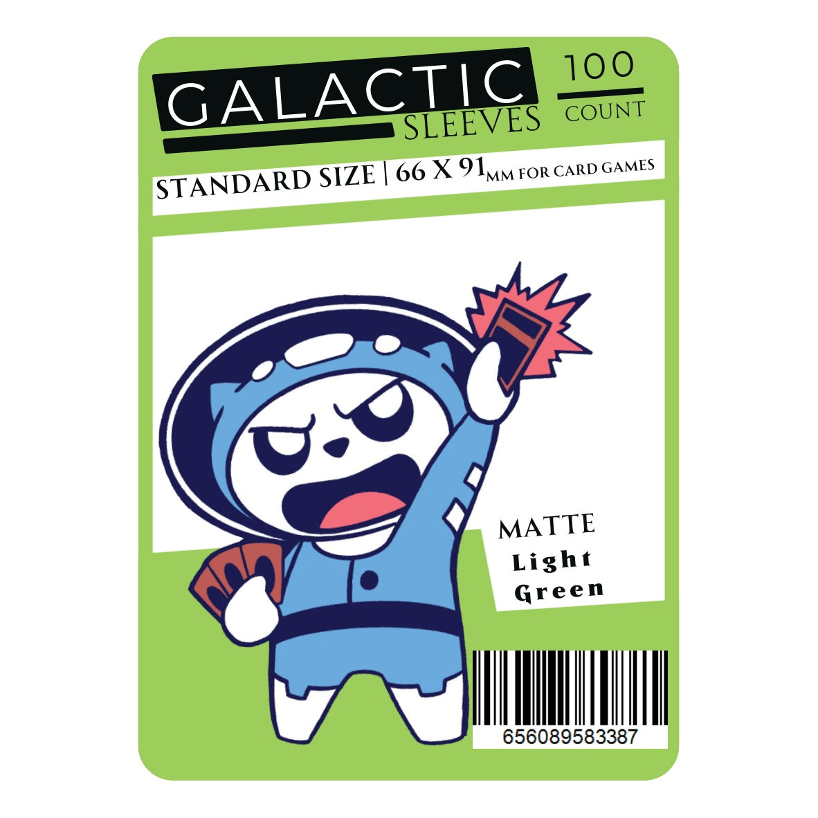 These solid color sleeves hold standard size cards. Clear side uses non-glare matte material for softer feel and smoother shuffle. Stores and protects standard sized cards. 100 sleeves per package. 66 x 91mm size sleeves for card games, perfect for Pokemon, Magic: the Gathering, Digimon, One Piece, and other card games!