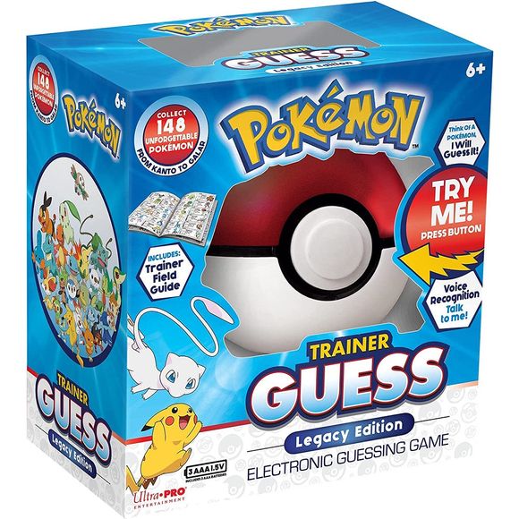 Think of a Pokémon any Pokémon and Trainer Guess will guess it. After a few questions the ball will tell you which Pokémon you are thinking of. Using speech recognition, the Poke Ball it will understand you and talk back to you. Included is a field guide to help you guess and collect 151 Pokémon that went down as legends of all Regions from Kanto to Galar!