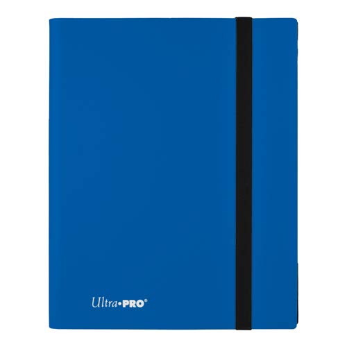 9-Pocket Pacific Blue PRO-Binder with embossed middle black web material gives cards a classic framed look. Side loading pocket design to prevent cards from easily falling out. Elastic strap holds the binder shut when not in use. All materials made from archival-safe, acid-free non-PVC material. Holds 360 cards in Ultra Pro Deck Protector sleeves.
