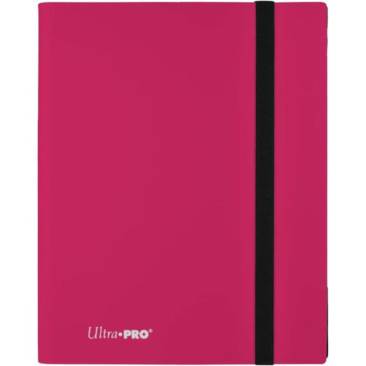 9-pocket Hot Pink PRO-Binder with embossed middle black web material gives cards a classic framed look. Side loading pocket design to prevent cards from easily falling out. Elastic strap holds the binder shut when not in use. All materials made from archival-safe, acid-free non-PVC material. Holds 360 cards in Ultra Pro Deck Protector sleeves.