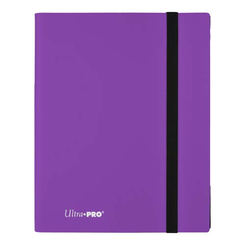9-Pocket Royal Purple PRO-Binder with embossed middle black web material gives cards a classic framed look. Side loading pocket design to prevent cards from easily falling out. Elastic strap holds the binder shut when not in use. All materials made from archival-safe, acid-free non-PVC material. Holds 360 cards in Ultra Pro Deck Protector sleeves.