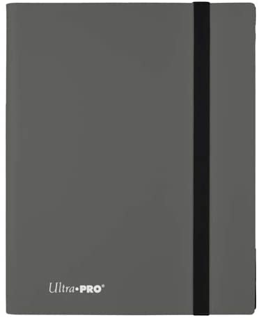 9-Pocket Smoke Grey PRO-Binder with embossed middle black web material gives cards a classic framed look. Side loading pocket design to prevent cards from easily falling out. Elastic strap holds the binder shut when not in use. All materials made from archival-safe, acid-free non-PVC material. Holds 360 cards in Ultra Pro Deck Protector sleeves.