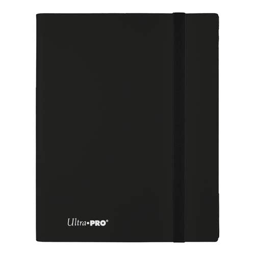 9-Pocket Jet Black PRO-Binder with embossed middle black web material gives cards a classic framed look. Side loading pocket design to prevent cards from easily falling out. Elastic strap holds the binder shut when not in use. All materials made from archival-safe, acid-free non-PVC material. Holds 360 cards in Ultra Pro Deck Protector sleeves.