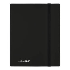 9-Pocket Jet Black PRO-Binder with embossed middle black web material gives cards a classic framed look. Side loading pocket design to prevent cards from easily falling out. Elastic strap holds the binder shut when not in use. All materials made from archival-safe, acid-free non-PVC material. Holds 360 cards in Ultra Pro Deck Protector sleeves.