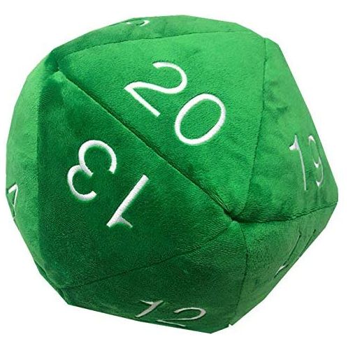 Jumbo D20 Dice Plush in Green with White Numbering | Galactic Toys & Collectibles
