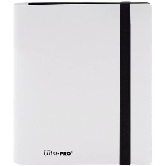 4-pocket Arctic White PRO-Binder with embossed middle black web material gives cards a classic framed look. Side loading pocket design to prevent cards from easily falling out. Elastic strap holds the binder shut when not in use. All materials made from archival-safe, acid-free non-PVC material. Holds 160 cards in Ultra Pro Deck Protector sleeves.