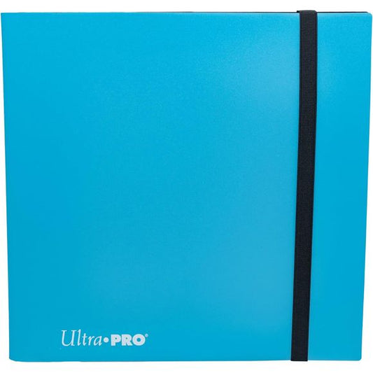 12-pocket Sky Blue PRO-Binder with embossed middle black web material gives cards a classic framed look. Side loading pocket design to prevent cards from easily falling out. Elastic strap holds the binder shut when not in use. All materials made from archival-safe, acid-free non-PVC material. Holds 480 cards in Ultra Pro Deck Protector sleeves.