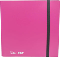 12-pocket Hot Pink PRO-Binder with embossed middle black web material gives cards a classic framed look. Side loading pocket design to prevent cards from easily falling out. Elastic strap holds the binder shut when not in use. All materials made from archival-safe, acid-free non-PVC material. Holds 480 cards in Ultra Pro Deck Protector sleeves.