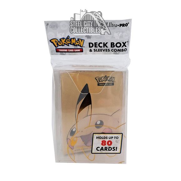 Ultra Pro Pikachu Combo Deck Protector and Deck Box Combo. Protect your favorite Pokemon cards with this deck box and sleeve combo. 65 sleeves, 1 deck box, and 1 divider. Deck box holds up to 80 cards!