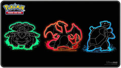 Make it a game to remember with Foil Playmats for the Pokemon Trading Card Game! With bold, neon-inspired artwork of Venusaur, Charizard, and Blastoise, this playmat features premium spot foil accents for added shine. Made with a soft fabric top to reduce damage to cards during play and a non-slip rubber backing to keep the playmat from shifting during use, playmats enhance the gameplay experience. With dimensions of approximately 24 in. x 13.5 in., a playmat also makes an excellent oversized mousepad for h