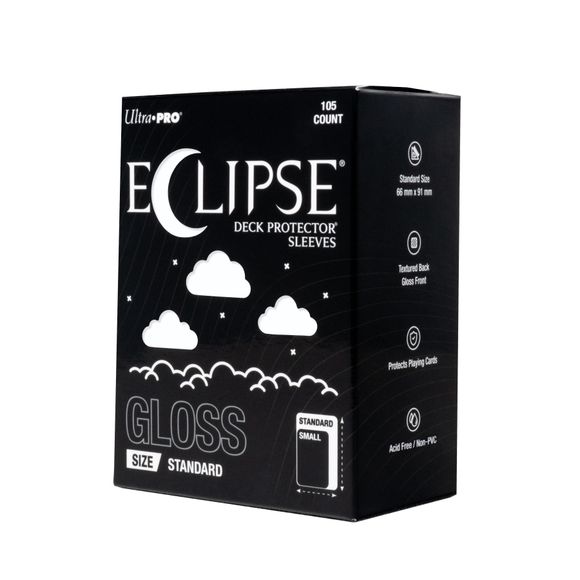 The next evolution of Ultra PRO's legendary ECLIPSE DECK PROTECTOR sleeves is here. Experience the enhanced texture, optimized shuffle feel, and the rigorously tested, consistent quality of the latest ECLIPSE formulation. Designed for competitive play and archival collections, ECLIPSE DECK PROTECTOR sleeves feature fully-opaque backings and split-resistant seals. ECLIPSE DECK PROTECTOR sleeves are available in matte and gloss fronts, standard and small sizes, and 10 vibrant colors.