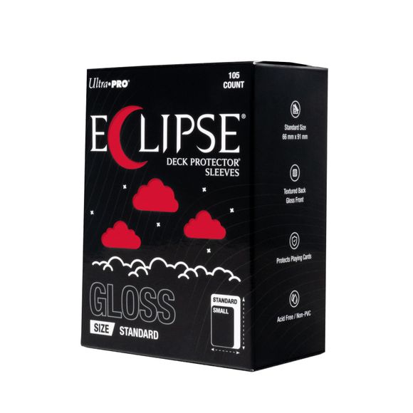 The next evolution of Ultra PRO's legendary ECLIPSE DECK PROTECTOR sleeves is here. Experience the enhanced texture, optimized shuffle feel, and the rigorously tested, consistent quality of the latest ECLIPSE formulation. Designed for competitive play and archival collections, ECLIPSE DECK PROTECTOR sleeves feature fully-opaque backings and split-resistant seals. ECLIPSE DECK PROTECTOR sleeves are available in matte and gloss fronts, standard and small sizes, and 10 vibrant colors.
