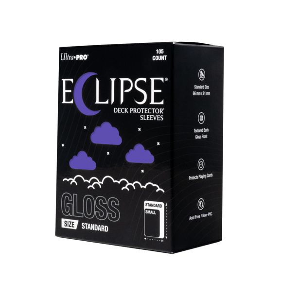 The next evolution of Ultra PRO's legendary ECLIPSE DECK PROTECTOR sleeves is here. Experience the enhanced texture, optimized shuffle feel, and the rigorously tested, consistent quality of the latest ECLIPSE formulation. Designed for competitive play and archival collections, ECLIPSE DECK PROTECTOR sleeves feature fully-opaque backings and split-resistant seals. ECLIPSE DECK PROTECTOR sleeves are available in matte and gloss fronts, standard and small sizes, and 10 vibrant colors.
