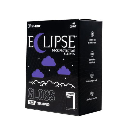 The next evolution of Ultra PRO's legendary ECLIPSE DECK PROTECTOR sleeves is here. Experience the enhanced texture, optimized shuffle feel, and the rigorously tested, consistent quality of the latest ECLIPSE formulation. Designed for competitive play and archival collections, ECLIPSE DECK PROTECTOR sleeves feature fully-opaque backings and split-resistant seals. ECLIPSE DECK PROTECTOR sleeves are available in matte and gloss fronts, standard and small sizes, and 10 vibrant colors.