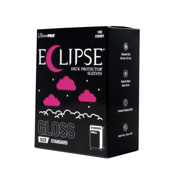 The next evolution of Ultra PRO's legendary ECLIPSE DECK PROTECTOR sleeves is here. Experience the enhanced texture, optimized shuffle feel, and the rigorously tested, consistent quality of the latest ECLIPSE formulation. Designed for competitive play and archival collections, ECLIPSE DECK PROTECTOR sleeves feature fully-opaque backings and split-resistant seals. ECLIPSE DECK PROTECTOR sleeves are available in matte and gloss fronts, standard and small sizes, and 10 vibrant colors.