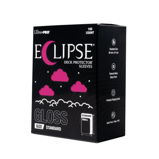 The next evolution of Ultra PRO's legendary ECLIPSE DECK PROTECTOR sleeves is here. Experience the enhanced texture, optimized shuffle feel, and the rigorously tested, consistent quality of the latest ECLIPSE formulation. Designed for competitive play and archival collections, ECLIPSE DECK PROTECTOR sleeves feature fully-opaque backings and split-resistant seals. ECLIPSE DECK PROTECTOR sleeves are available in matte and gloss fronts, standard and small sizes, and 10 vibrant colors.