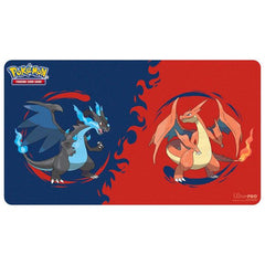 The playmat for the Pokemon Trading Card Game features vibrant, full-color artwork of Mega Charizard X and Mega Charizard Y. Made with a soft fabric top, playmats provide a safe gameplay surface, and a non-slip rubber backing keeps the playmat in place. With dimensions of approximately 24 in. x 13.5 in., a playmat also makes an excellent oversize mousepad for home or office.