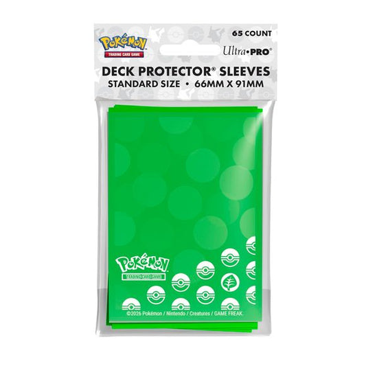 The Energy - Grass Type Deck Protector sleeves for the Pokemon Trading Card Game feature vibrant artwork inspired by the iconic Energy type. Ultra PRO Deck Protector Sleeves are made with our proprietary ChromaFusion Technology to prevent peeling. Archival-safe materials ensure you can sleeve your cards with confidence. Sized for standard size trading cards measuring 2.5 in. x 3.5 in.
