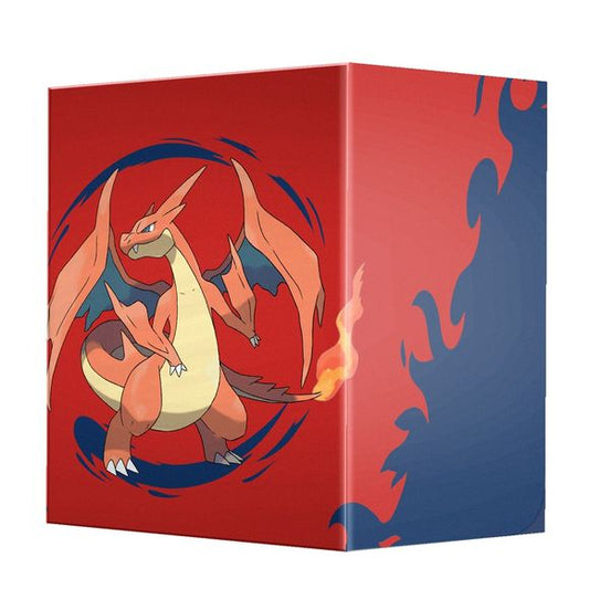The 100+ Deck Box for the Pokemon Trading Card Game features vibrant, full-color artwork of Mega Charizard Y and includes one matching deck divider. Made with archival-safe, acid-free, non-PVC materials, these deck boxes can store up to 100 double-sleeved cards comfortably. The self-locking lid keeps your cards securely stored when not in use, while also offering easy access. Sized for standard size trading cards.