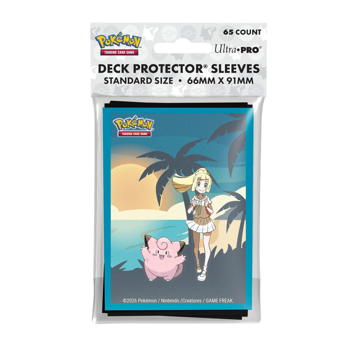 <p><strong>Ultra PRO Pokémon TCG Lillie & Clefairy 65ct Deck Protector Sleeves</strong> add charming Pokémon style while helping protect your cards during play, storage, and tournaments. Featuring officially licensed artwork of Lillie and Clefairy, these sleeves are a great choice for Pokémon TCG players and collectors looking to personalize their deck.</p>

<p>Each pack includes 65 standard-size card sleeves designed for trading cards measuring approximately 2.5" x 3.5". Ideal for Pokémon decks and other c