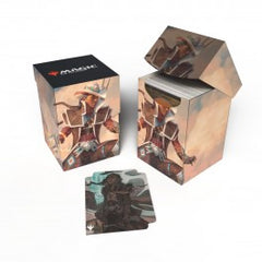 100+ Deck Boxes for Magic: The Gathering feature a vibrant, full-color artwork and includes a deck divider. Made with archival-safe, non-PVC, rigid polypropylene materials, you can store up to 100 double-sleeved cards with confidence. The self-locking lid keeps your cards securely stored when not in use, while also offering easy access. Sized for standard size trading cards.