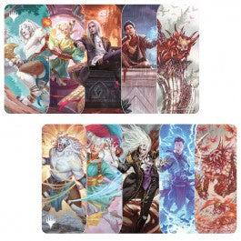 Playmats featuring popular Magic: The Gathering artwork. Made with a soft fabric top to reduce damage to cards during play and a non-slip rubber backing to keep the playmat from shifting during use, playmats enhance the gameplay experience. With dimensions of approximately 24 in. x 13.5 in., a playmat also makes an excellent oversize mousepad for home or office.