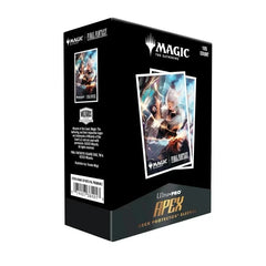 The 105ct APEX Deck Protector sleeves for Magic: The Gathering(R) --- FINAL FANTASY feature vibrant Final Fantasy - Universes Beyond art from the trading card game. Archival-safe polypropylene materials ensure you can sleeve your cards with confidence. Sized for standard size trading cards measuring 2.5 in. x 3.5 in. The gloss clear front lets your foil cards shine!