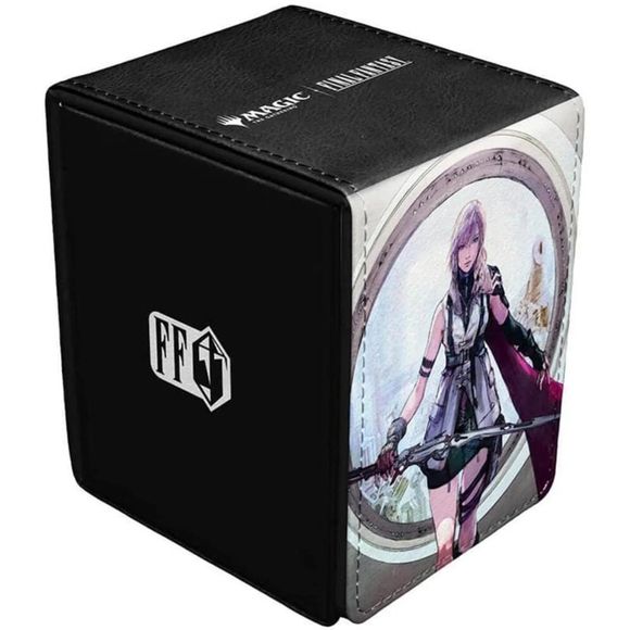 The MAGIC: THE GATHERING - FINAL FANTASY Alcove Flip Deck Box features a vibrant, full-color leatherette finish, strong magnetic closure, and dual thumb notches for easy access to your deck. This Deck Box holds up to 100 double-sleeved standard-size trading cards in Ultra PRO Deck Protector sleeves.