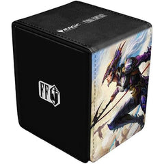 The MAGIC: THE GATHERING - FINAL FANTASY Alcove Flip Deck Box features a vibrant, full-color leatherette finish, strong magnetic closure, and dual thumb notches for easy access to your deck. This Deck Box holds up to 100 double-sleeved standard-size trading cards in Ultra PRO Deck Protector sleeves.