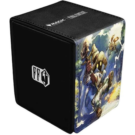 The MAGIC: THE GATHERING - FINAL FANTASY Alcove Flip Deck Box features a vibrant, full-color leatherette finish, strong magnetic closure, and dual thumb notches for easy access to your deck. This Deck Box holds up to 100 double-sleeved standard-size trading cards in Ultra PRO Deck Protector sleeves.