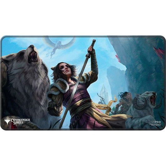 Stitched Edge Playmats featuring popular Magic: The Gathering artwork. Made with a soft fabric top to reduce damage to cards during play and a non-slip rubber backing to keep the playmat from shifting during use, playmats enhance the gameplay experience. The stitched edges offer an added premium feel. With dimensions of approximately 24 in. x 13.5 in., a playmat also makes an excellent oversize mousepad for home or office.