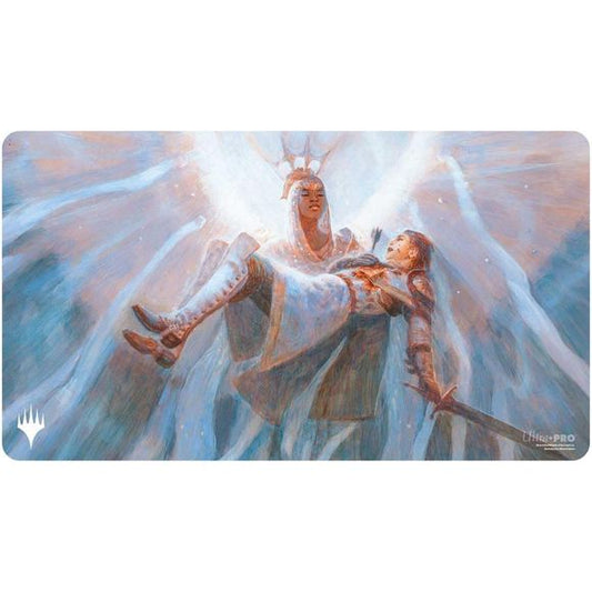 Playmats featuring popular Magic: The Gathering artwork. Made with a soft fabric top to reduce damage to cards during play and a non-slip rubber backing to keep the playmat from shifting during use, playmats enhance the gameplay experience. With dimensions of approximately 24 in. x 13.5 in., a playmat also makes an excellent oversize mousepad for home or office.