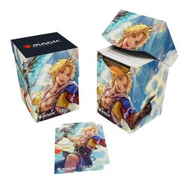 100+ Deck Boxes for Magic: The Gathering(R) --- FINAL FANTASY feature a vibrant, full-color artwork and includes a deck divider. Made with archival-safe, non-PVC, rigid polypropylene materials, you can store up to 100 double-sleeved cards with confidence. The self-locking lid keeps your cards securely stored when not in use, while also offering easy access. Sized for standard size trading cards.