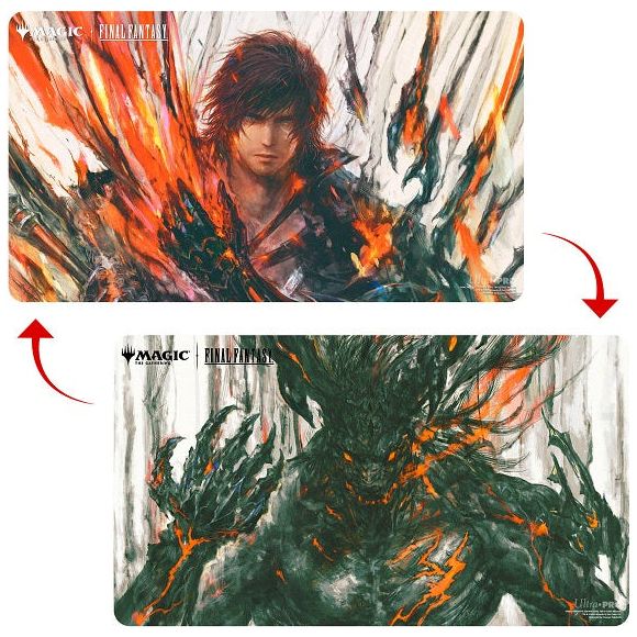 Double Sided Playmats featuring popular Magic: The Gathering(R) --- FINAL FANTASY artwork printed on both sides of the playmat. Made with a soft fabric material to reduce damage to cards during play, playmats enhance the gameplay experience. The double-sided artwork provides a unique addition to any Magic: The Gathering collection. With dimensions of approximately 24 in. x 13.5 in., a playmat also makes an excellent oversize mousepad for home or office.