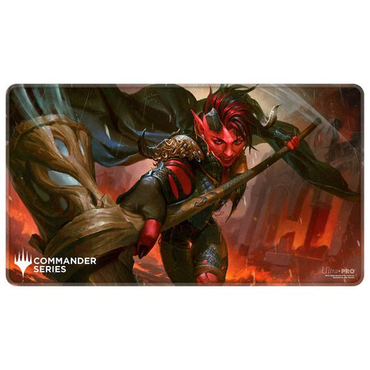 Stitched Edge Playmats featuring popular Magic: The Gathering artwork. Made with a soft fabric top to reduce damage to cards during play and a non-slip rubber backing to keep the playmat from shifting during use, playmats enhance the gameplay experience. The stitched edges offer an added premium feel. With dimensions of approximately 24 in. x 13.5 in., a playmat also makes an excellent oversize mousepad for home or office.