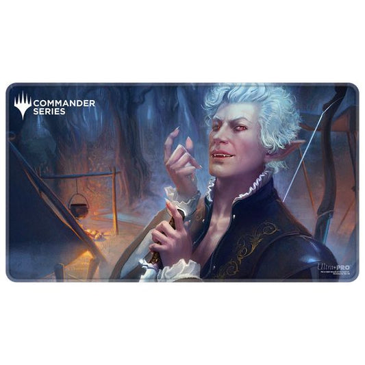 Stitched Edge Playmats featuring popular Magic: The Gathering artwork. Made with a soft fabric top to reduce damage to cards during play and a non-slip rubber backing to keep the playmat from shifting during use, playmats enhance the gameplay experience. The stitched edges offer an added premium feel. With dimensions of approximately 24 in. x 13.5 in., a playmat also makes an excellent oversize mousepad for home or office.
